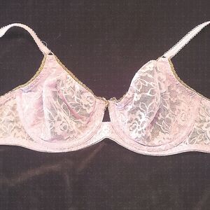 Pink Lace Bra with Adjustable Straps and Molded Cups